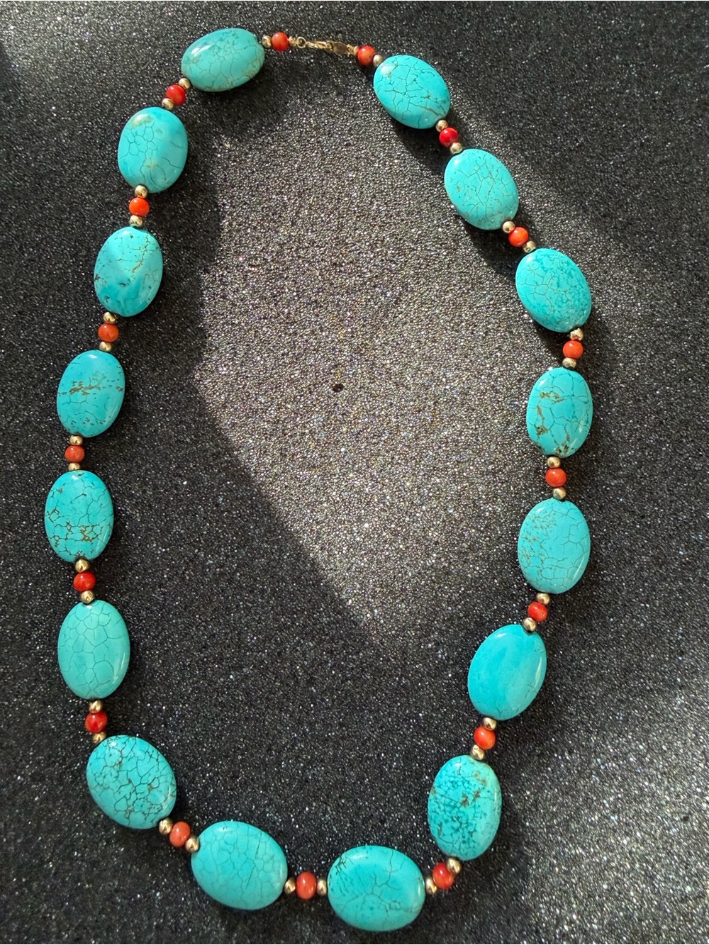 14k Gold Turquoise & Coral Bead Necklace - Women Jewelry